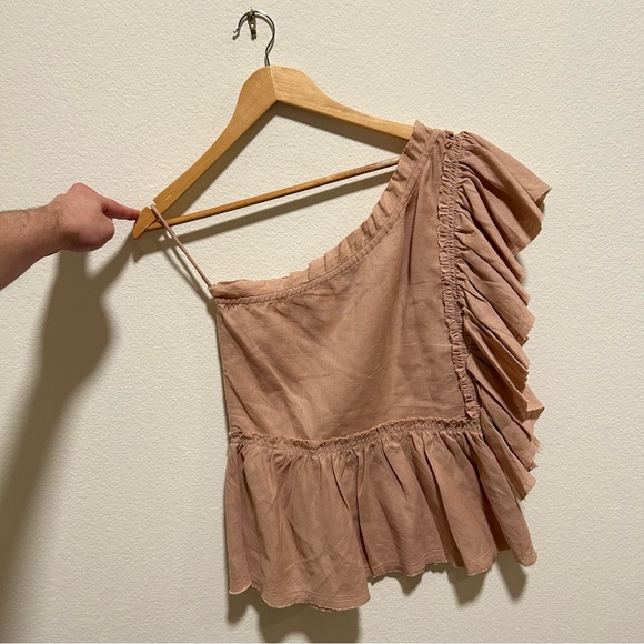 IRO Dusty Pink Ruffle One-Shoulder Blouse - Picture 2 of 3